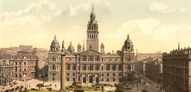 Glasgow George Square sepia illustration