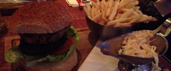 Beef and black pudding burger at Charlie Rocks Byres Road Glasgow.